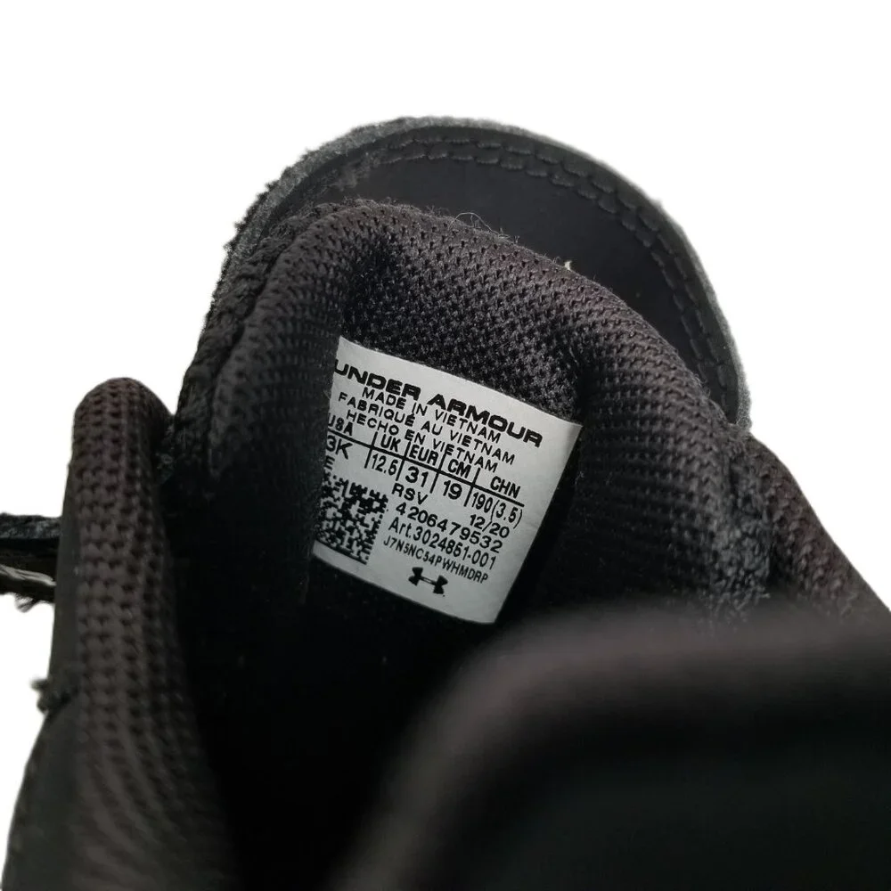 Under Armour Athletic Shoes Hook Loop Strap Kids 13K Black White